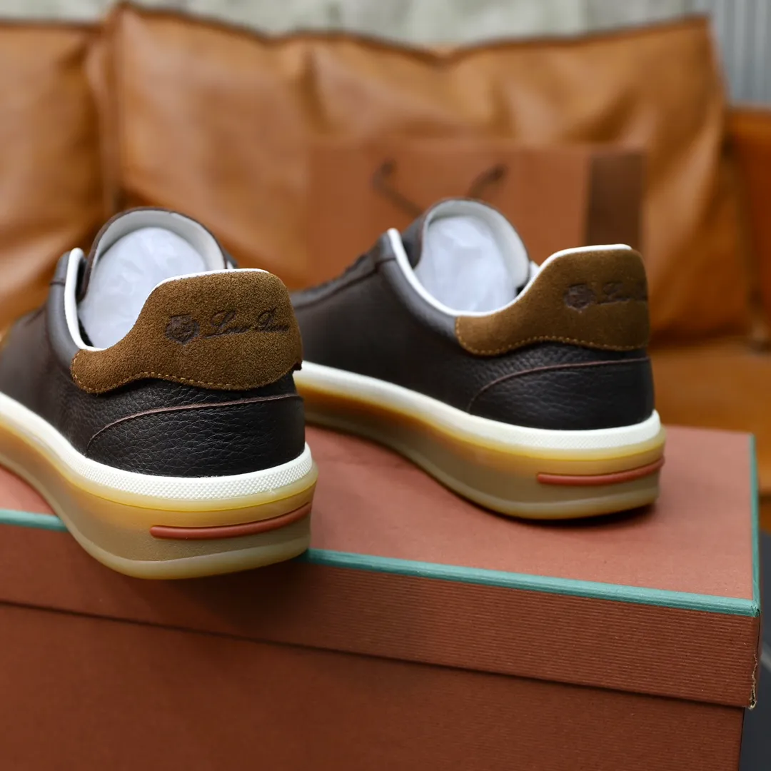 Men's Men's Shoes💰540💰••New Products•• LoroPian*_Noyo-Pianya New men's casual moral training sneakers, LP lace-up casual shoes!  Made of original imported soft cowhide and suede fabric, it highlights the sporty style. The heel is decorated with logo embossing and the original molding. The raw rubber translucent sole combined with the color welt adds a sense of modernity to the shoe. The shoe is overall refreshing and easy to match with style. It has a full cowhide lining for the feet. The original box packaging at the counter comes with wooden balls and a dust bag! Size: 38-44 (.45 customized)